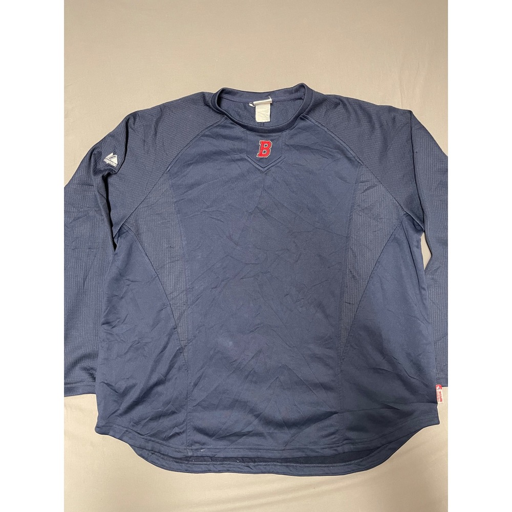Majestic Boston Red Sox Therma Base Pullover Training Shirt Navy Blue Mens XL